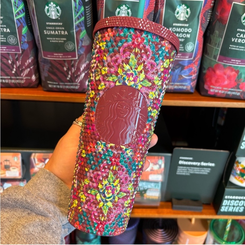 🎃NWT✨Starbucks 2025 Fall Halloween Printed Floral Studded Bling Venti Tumbler